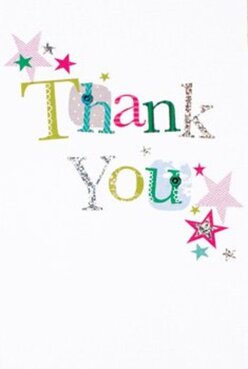 This thank you card radiates delight, reminiscent of the vibrant streetscapes and close-knit gatherings you'd find around Chesham's bustling Market Square. 'Thank You' stretches boldly across the pristine white surface, each letter stitched in festive hues-think playful greens, radiant pinks, and gentle ocean blues. Delicate patterns-a touch of polka dots here, a silver glimmer there-infuse the card with whimsy and warmth, evoking the tactile satisfaction of handmade detail. Scattered around the words, stars twinkle in shades of magenta, teal, and gold, like confetti caught in sunlight after a celebration among old friends in Lowndes Park. There is a gentle playfulness in the arrangement, carefully balanced to never feel overwhelming, providing each color and texture room to breathe and harmonise. Imagining this card nestled beside a bouquet from Flowers Chesham, the combined effect is one of heartfelt appreciation-a creative, thoughtful flourish for thank you moments big and small, right here in the heart of the community we cherish.