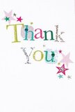 There's a soft, joyful spirit in this thank you card-one that captures the warmth and sincerity at the heart of Chesham's community. The phrase 'Thank You' is presented in playful, tactile lettering, with each character a blend of color and gentle patterns-silver glimmers, cheerful yellow, bright green, and tranquil blue. The letters are decorated with delicate dots and subtle stitched lines, reminiscent of hand-finished cards found in the boutique shops along Chesham Broadway. Around the greeting, a scattering of stars in pink, teal, and shimmery silver orbits the message like a mini celebration, imparting a lighthearted festivity. The crisp white background amplifies every joyful detail, while the space around the composition ensures the design feels open and welcoming. This card calls to mind the feeling you get when you receive a thoughtful gesture from a neighbour-unexpected, honest, and kind. Imagining it delivered alongside a bouquet from a local florist, you sense the gratitude shimmering right off the page-genuine appreciation that brightens both the giver's day and the recipient's heart.